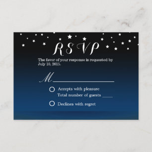 Elegant Blue Starry Night Wedding RSVP