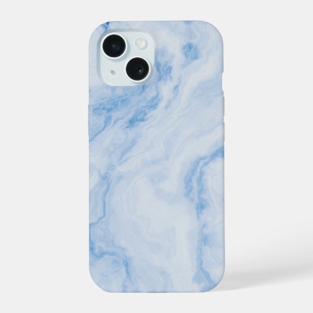  Elegant Blue Stone Marble Pattern iPhone 15 Case (Back)