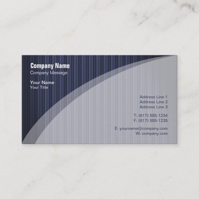 Elegant Blue Striped Business Card (Front)