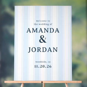 Elegant Blue Striped Wedding Sign