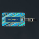 Elegant Blue Stripes and Gold Dots Personalised Luggage Tag<br><div class="desc">Elegant and stylish personalised luggage tag with stripes in various blue shades and decorated with gold dots.</div>