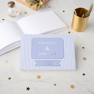 Elegant Blue Stripes Guest Book