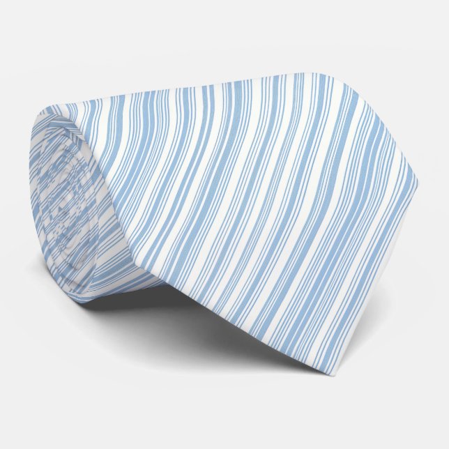 Elegant blue stripes pattern neck tie (Rolled)