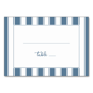 Elegant Blue Stripes Table Number