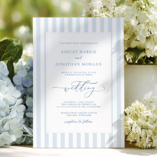 Elegant Blue Stripes Wedding Invitation