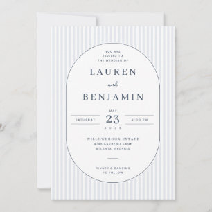 Elegant Blue Stripes Wedding Invitation