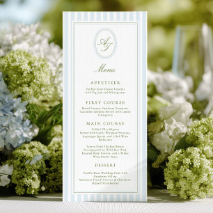 Elegant Blue Stripes Wedding Menu