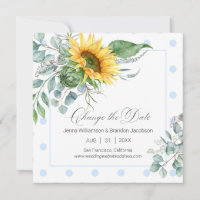 Elegant Blue Sunflower Eucalyptus Change the Date