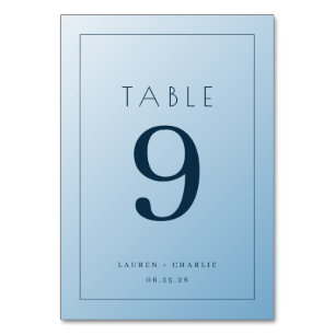 Elegant Blue Table Number