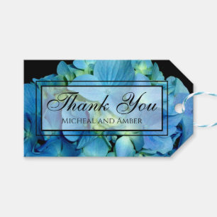Elegant blue teal floral hydrangeas blue roses gift tags