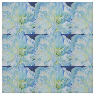 Elegant blue teal floral watercolor  fabric