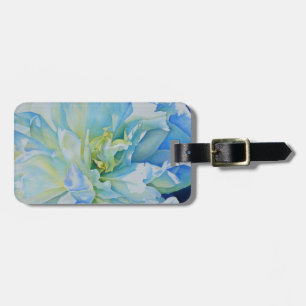 Elegant blue teal floral watercolor  luggage tag