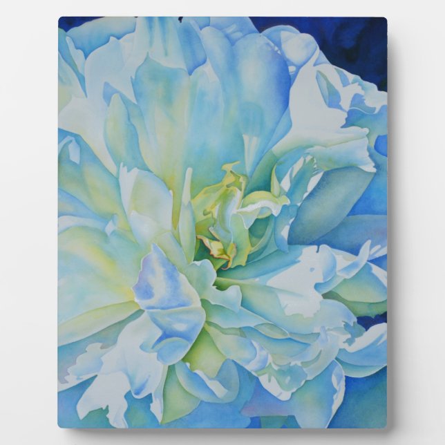 Elegant blue teal floral watercolor  plaque (Front)