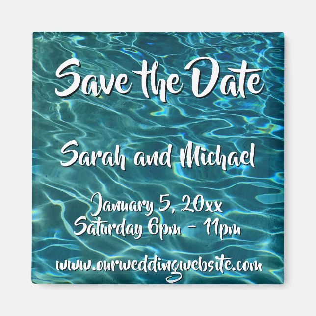 Elegant blue teal water pattern ocean lake waves magnet (Front)