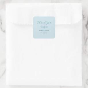 Elegant Blue Thank You Note Square Sticker