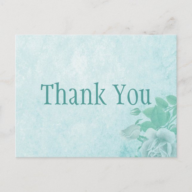 Elegant Blue Thank You Postcard (Front)
