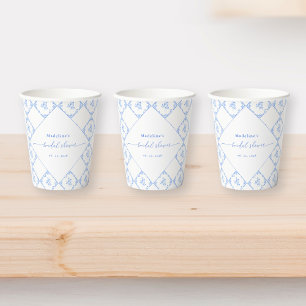 Elegant Blue Tiles Bridal Shower Paper Cups