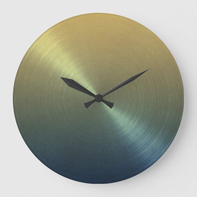 Elegant Blue to Gold Ombre Gradient Large Clock (Front)