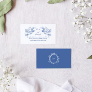 Elegant Blue Toile Birds Baroque Wedding Website Enclosure Card