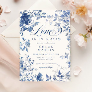 Elegant Blue Toile Chinoiserie Bridal Shower Invitation