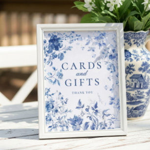 Elegant Blue Toile Chinoiserie Cards & Gifts Sign