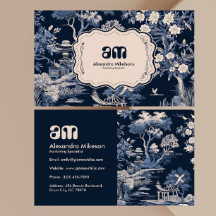Elegant Blue Toile De Jouy  Business Card