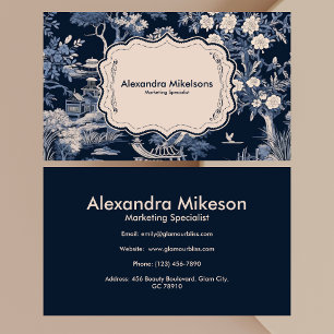 Elegant Blue Toile De Jouy  Business Card