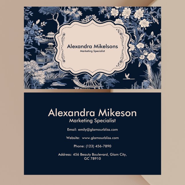 Elegant Blue Toile De Jouy  Business Card (Creator Uploaded)