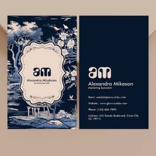 Elegant Blue Toile De Jouy  Business Card