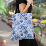Elegant Blue Toile de Jouy Tote Bag<br><div class="desc">Elegant Blue Toile de Jouy. Timeless elegance and French country vintage style for a stylish look.</div>
