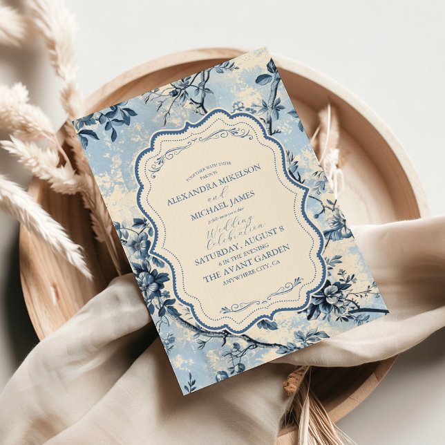 Elegant Blue Toile De Jouy  Wedding Invitation (Creator Uploaded)