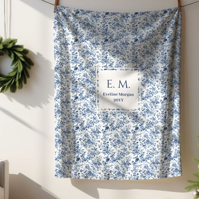 Elegant Blue Toile Personalized Throw Gift for Him (Elegant Blue Toile Personalized Throw Gift for Him)