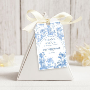 Elegant Blue Toile Safari Boy Baby Shower Gift Tags