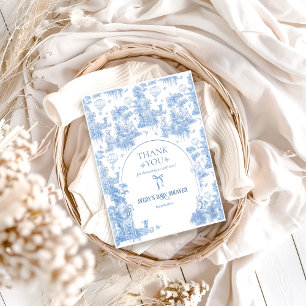 Elegant Blue Toile Safari Boy Baby Shower Thank You Card