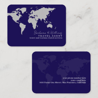 Elegant Blue Travel Agent Business Card