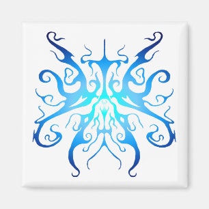 Elegant Blue Tribal Mask Abstract Design Magnet