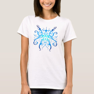 Elegant Blue Tribal Mask Abstract Design T-Shirt