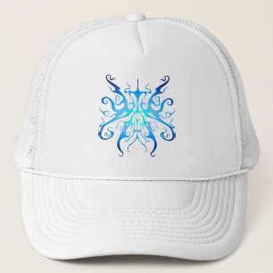 Elegant Blue Tribal Mask Abstract Design Trucker Hat