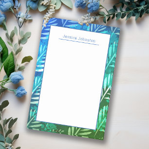 Elegant Blue Tropical Leaves Personal Touch Post-it Notes