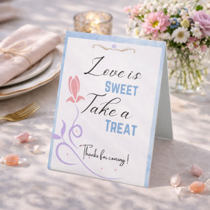 Elegant Blue tulip Floral wedding Pedestal Sign