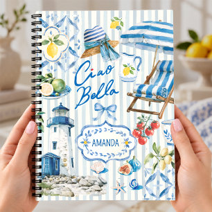 Elegant Blue Turquoise Sicilian Citrus Tile Notebook