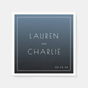 Elegant Blue Typographic Napkin