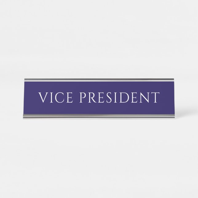 Elegant Blue Vice President Name Plate (Front)