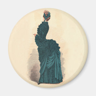 Elegant Blue Victorian Dress Fashion Magnet