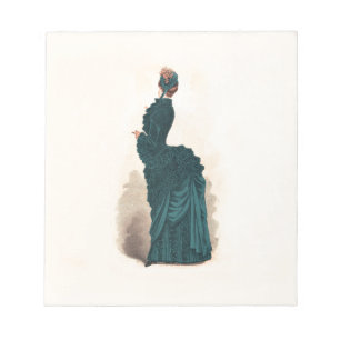 Elegant Blue Victorian Dress Fashion Notepad