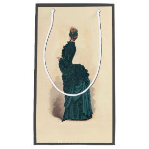 Elegant Blue Victorian Dress Fashion Small Gift Bag