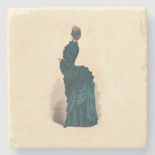 Elegant Blue Victorian Dress Fashion Stone Coaster