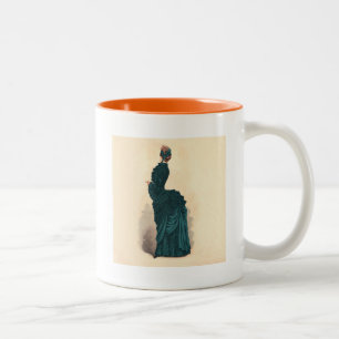 Elegant Blue Victorian Dress Fashion Two-Tone Coffee Mug