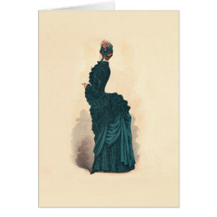 Elegant Blue Victorian Dress Fashion Woman Art