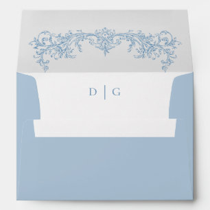 Elegant Blue Victorian Wedding Invitation Envelope